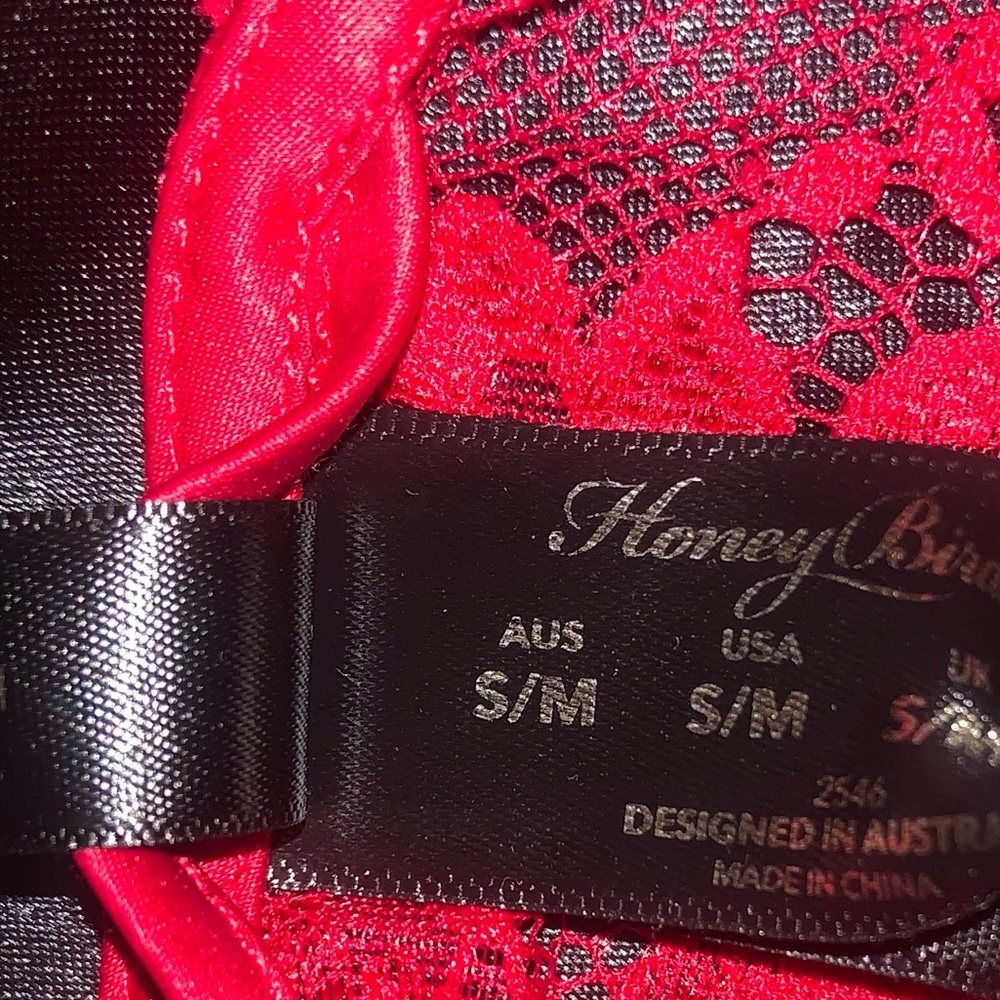 HONEY BIRDETTE Red Love Lace Robe S/M - Picture 4 of 4